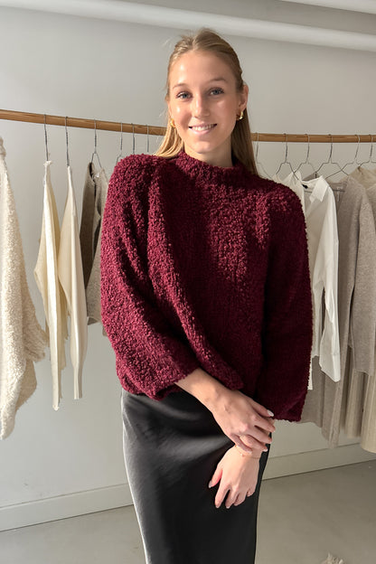 3/4-es ujjú buklé felső - burgundi