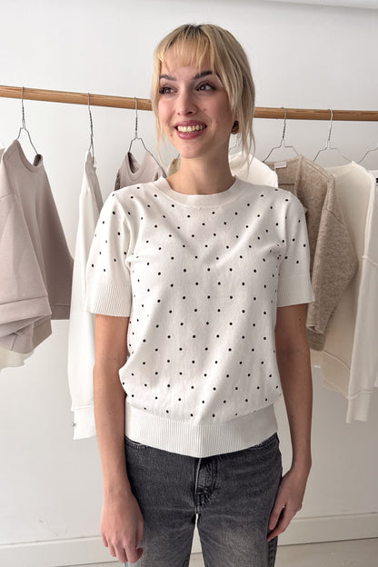 Pöttyös kötött rövidujjú felső