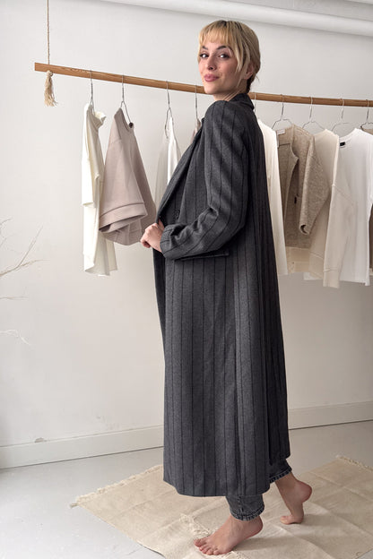 Gray striped long coat