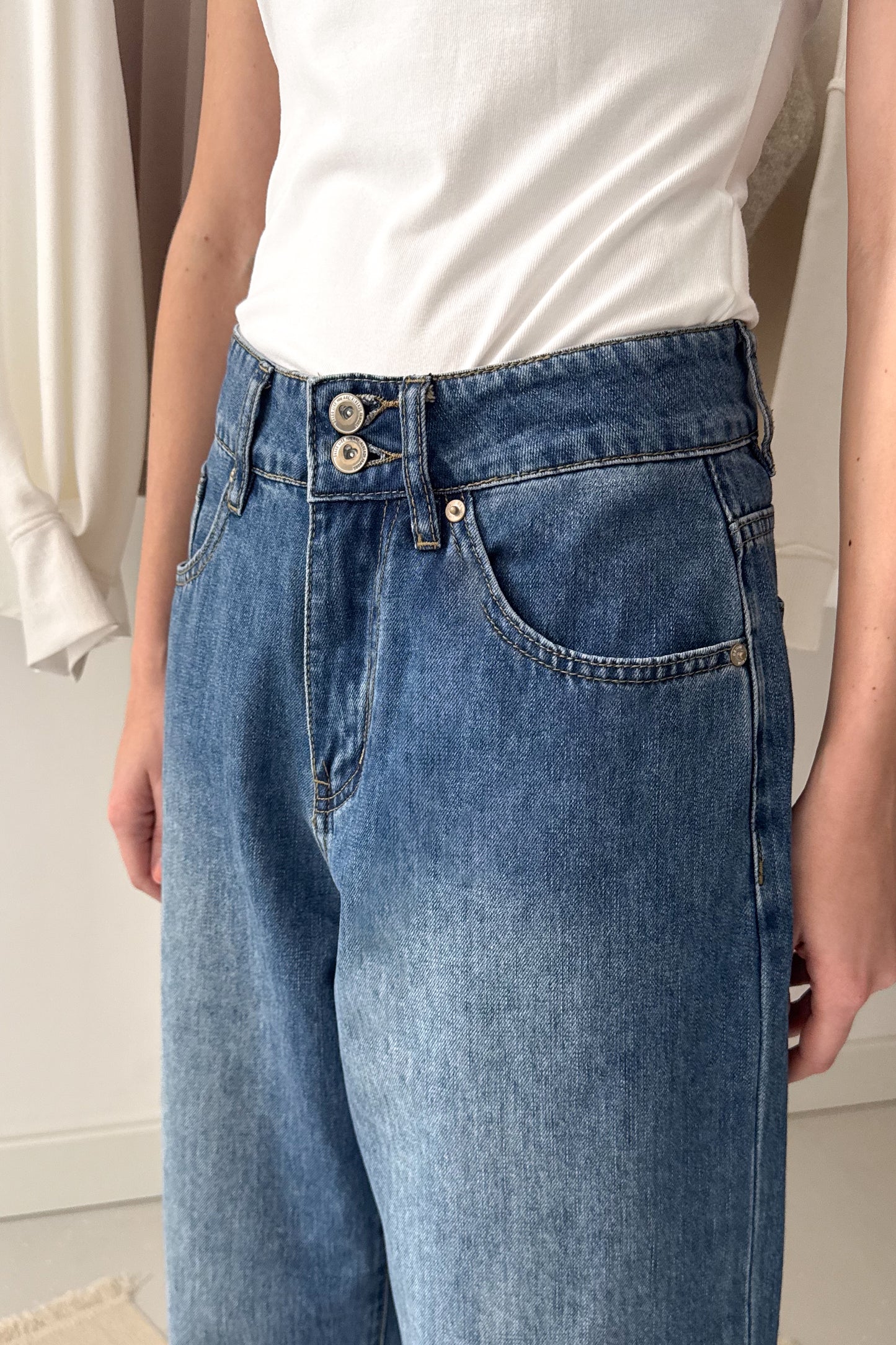 Ballon farmernadrág csíkos részletekkel