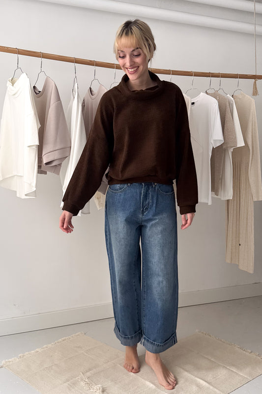 Kord hatású pulcsi - csokibarna