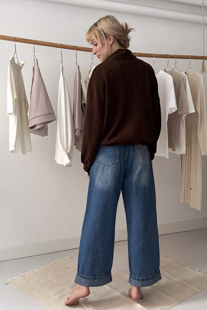 Kord hatású pulcsi - csokibarna