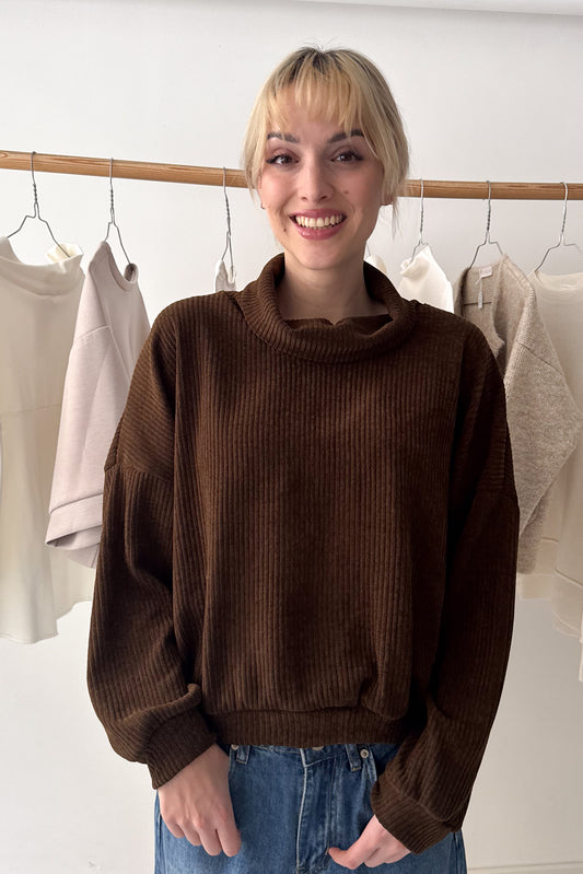 Kord hatású pulcsi - csokibarna