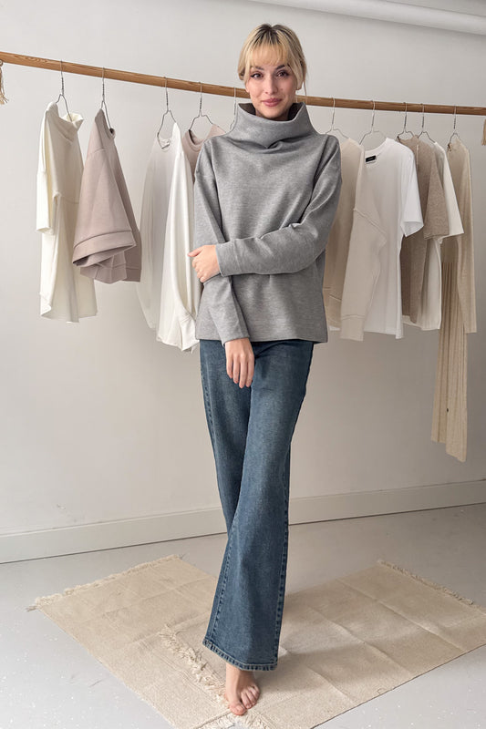 Álló nyakú pulcsi - hamuszürke