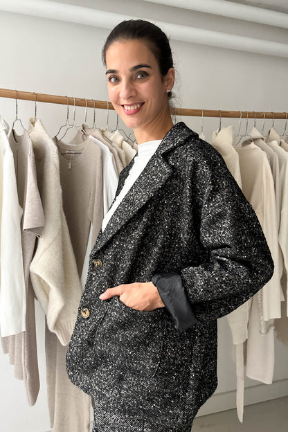 Fekete buklé blézer