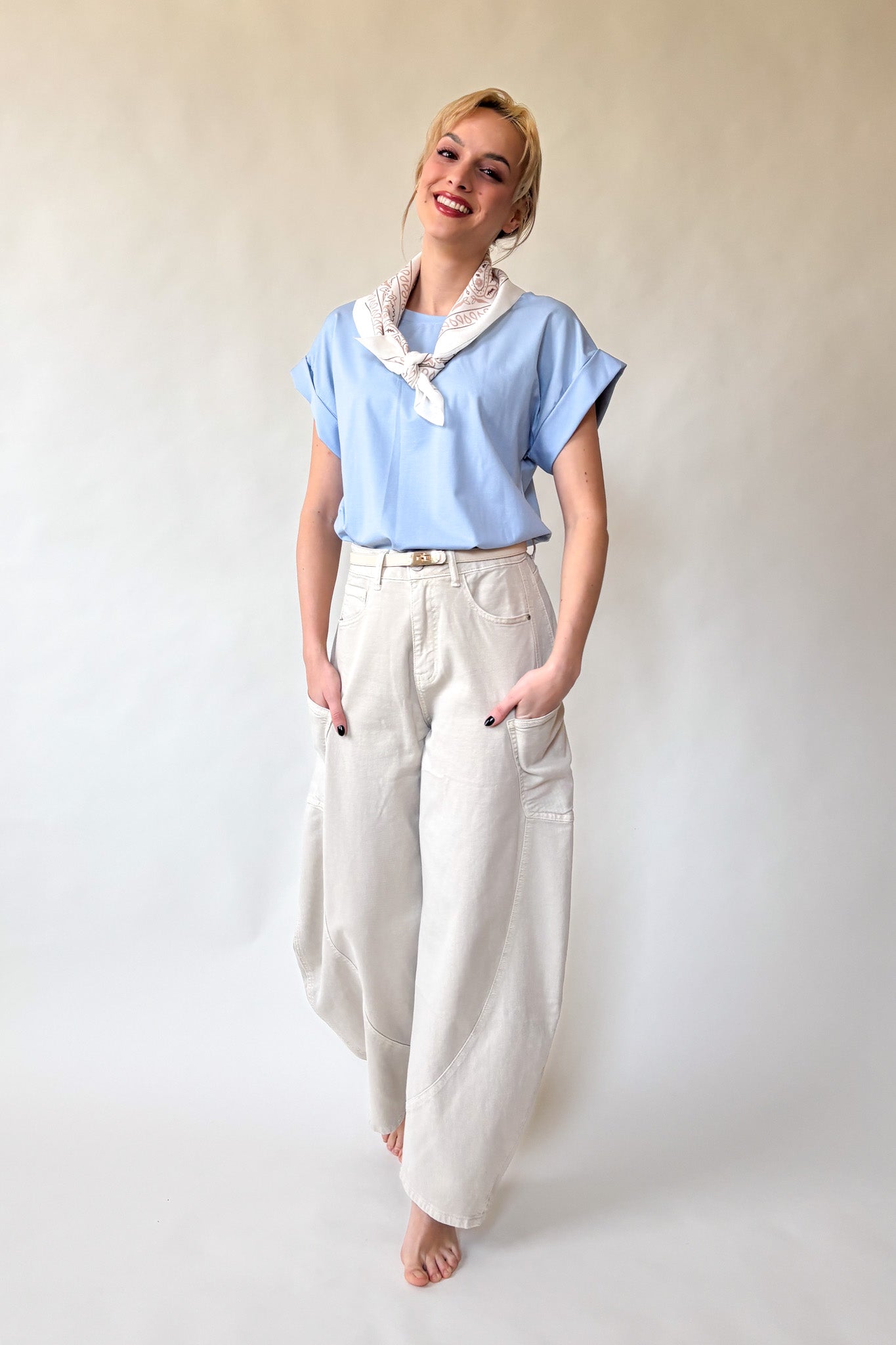 Kendős póló - világoskék