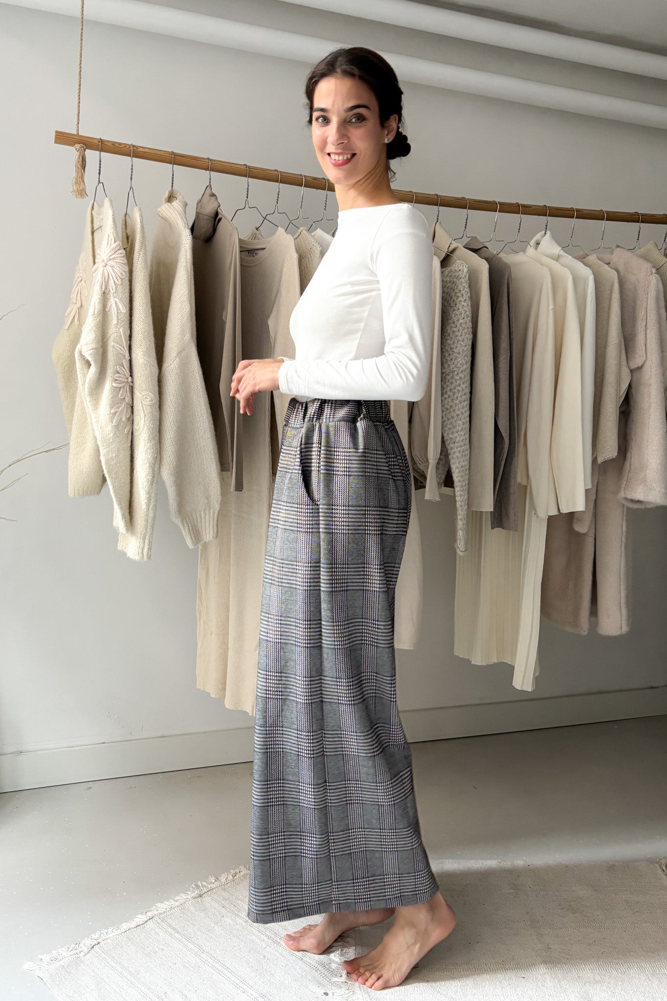 Elöl hajtásos nadrág - kockás