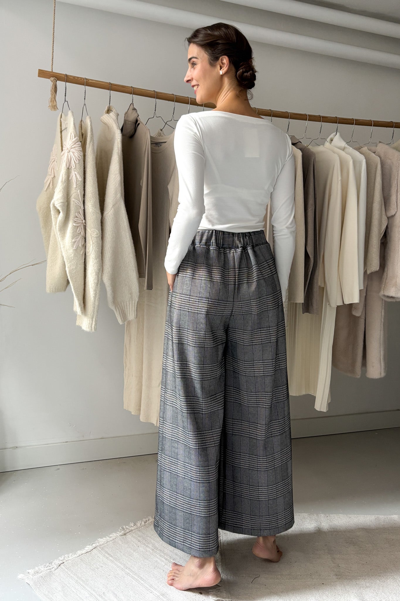 Elöl hajtásos nadrág - kockás