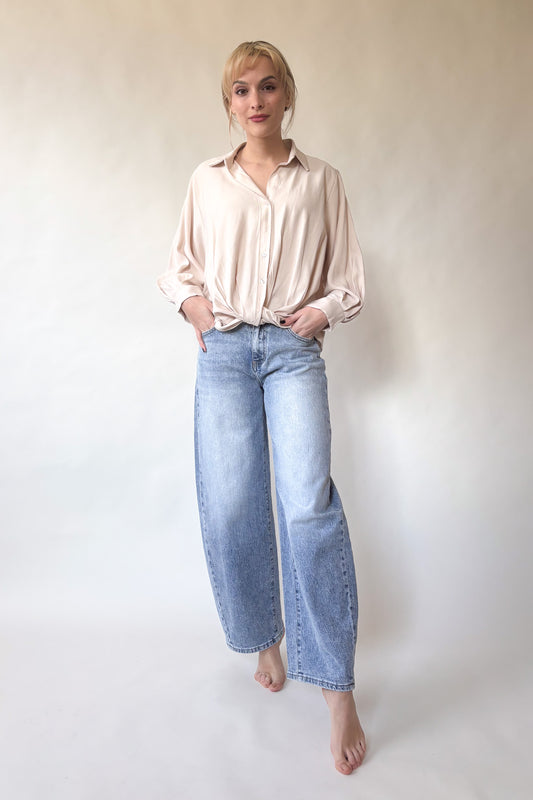 Alul csavart blúz - púder