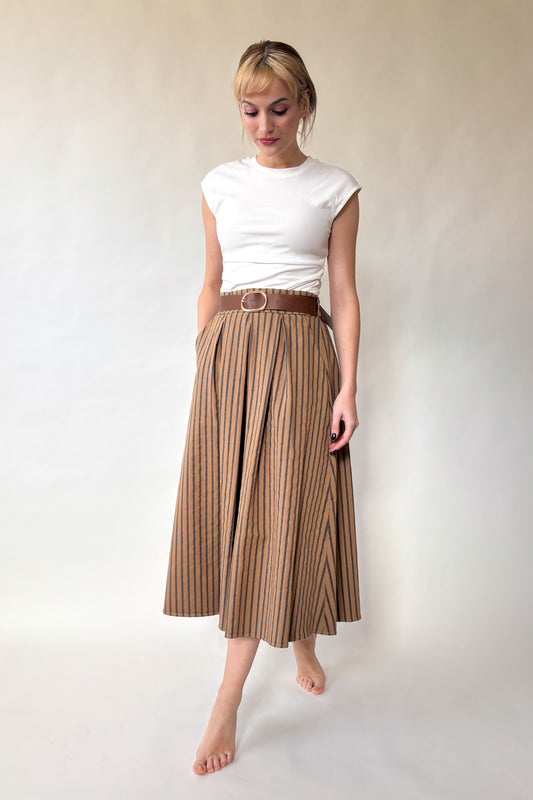 Csíkos szoknya - barna