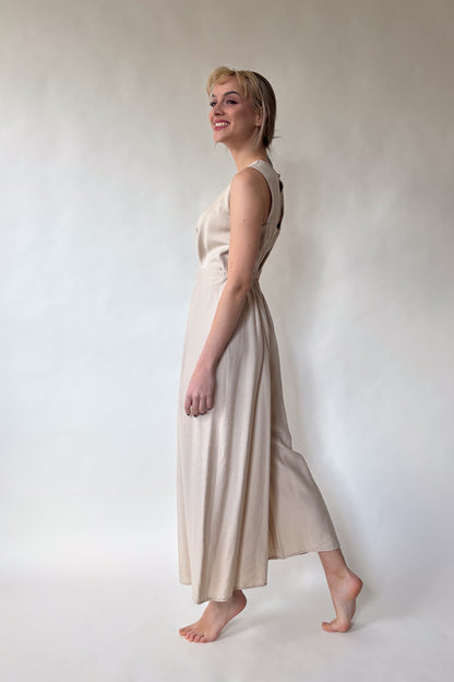 Sleeveless backless jumpsuit-beige