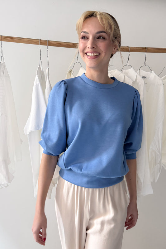 Puffos ujjú felső - kéknefelejcs