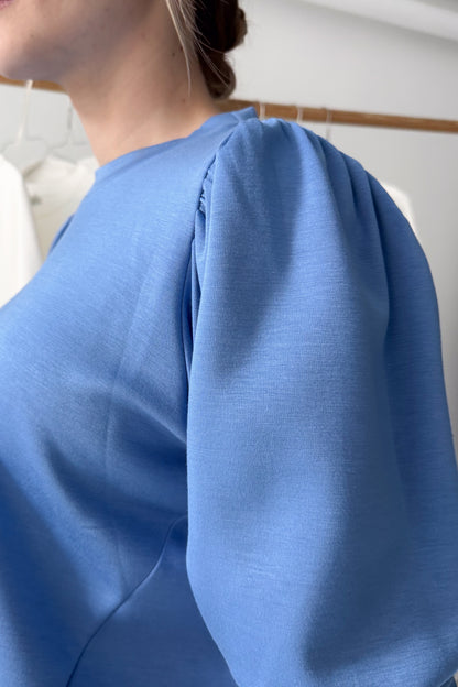 Puffos ujjú felső - kéknefelejcs