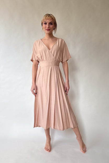 Powder-colored midi dress