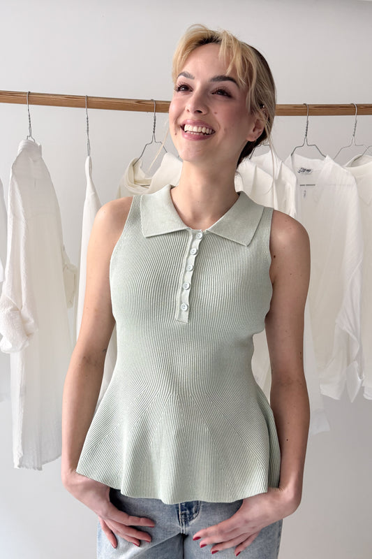 Pisztáciazöld peplum felső