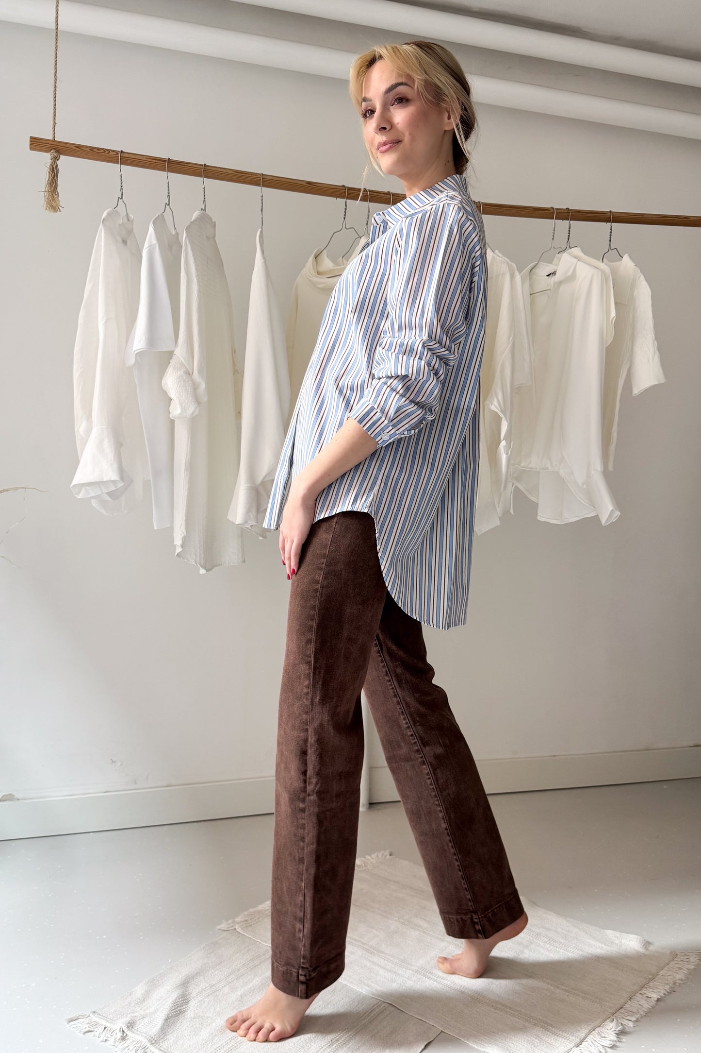 Kék-barna csíkos ing