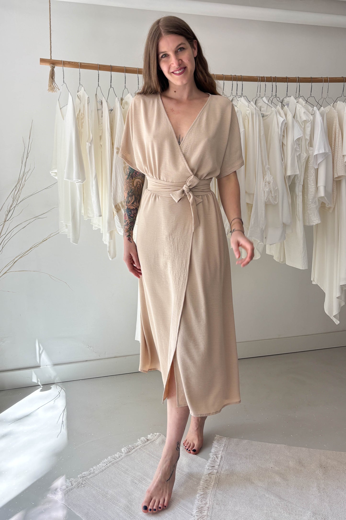 Nude midi dress