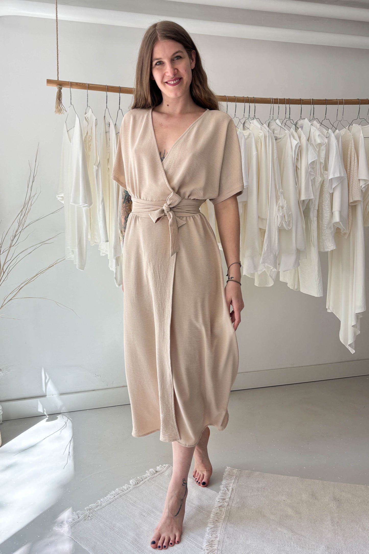 Nude midi dress