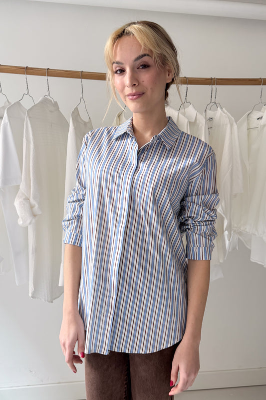 Kék-barna csíkos ing