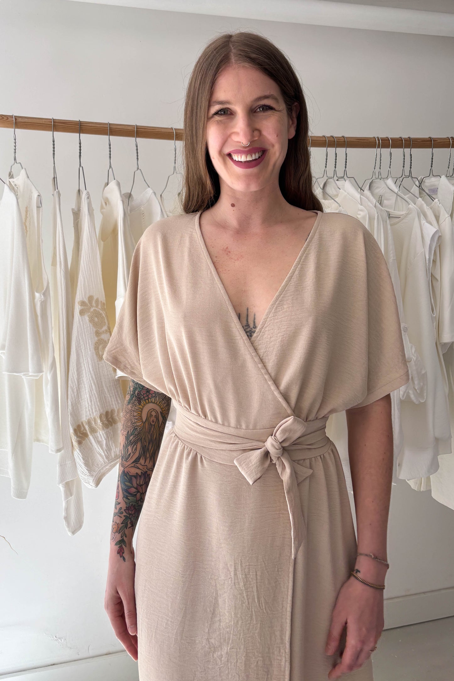 Nude midi dress