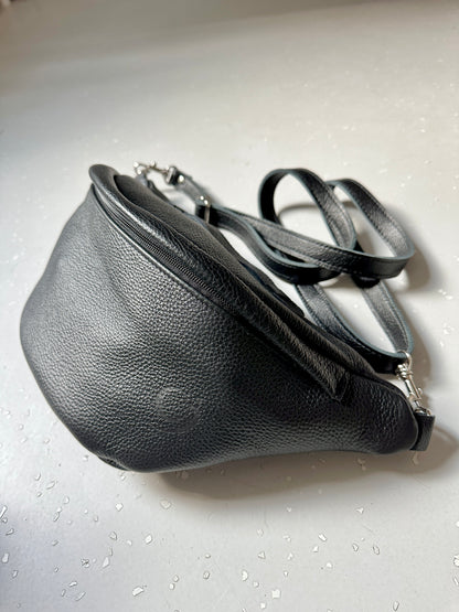 Oversize bőr övtáska - fekete