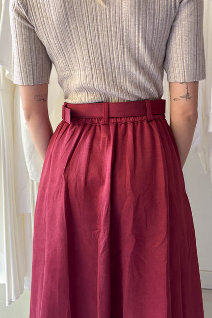 Arany gombos midi szoknya-bordó