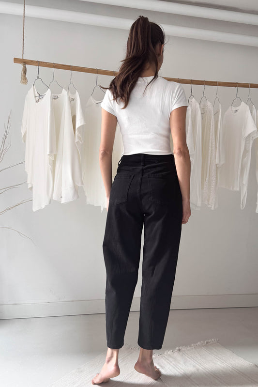 Laza szabású farmernadrág-fekete