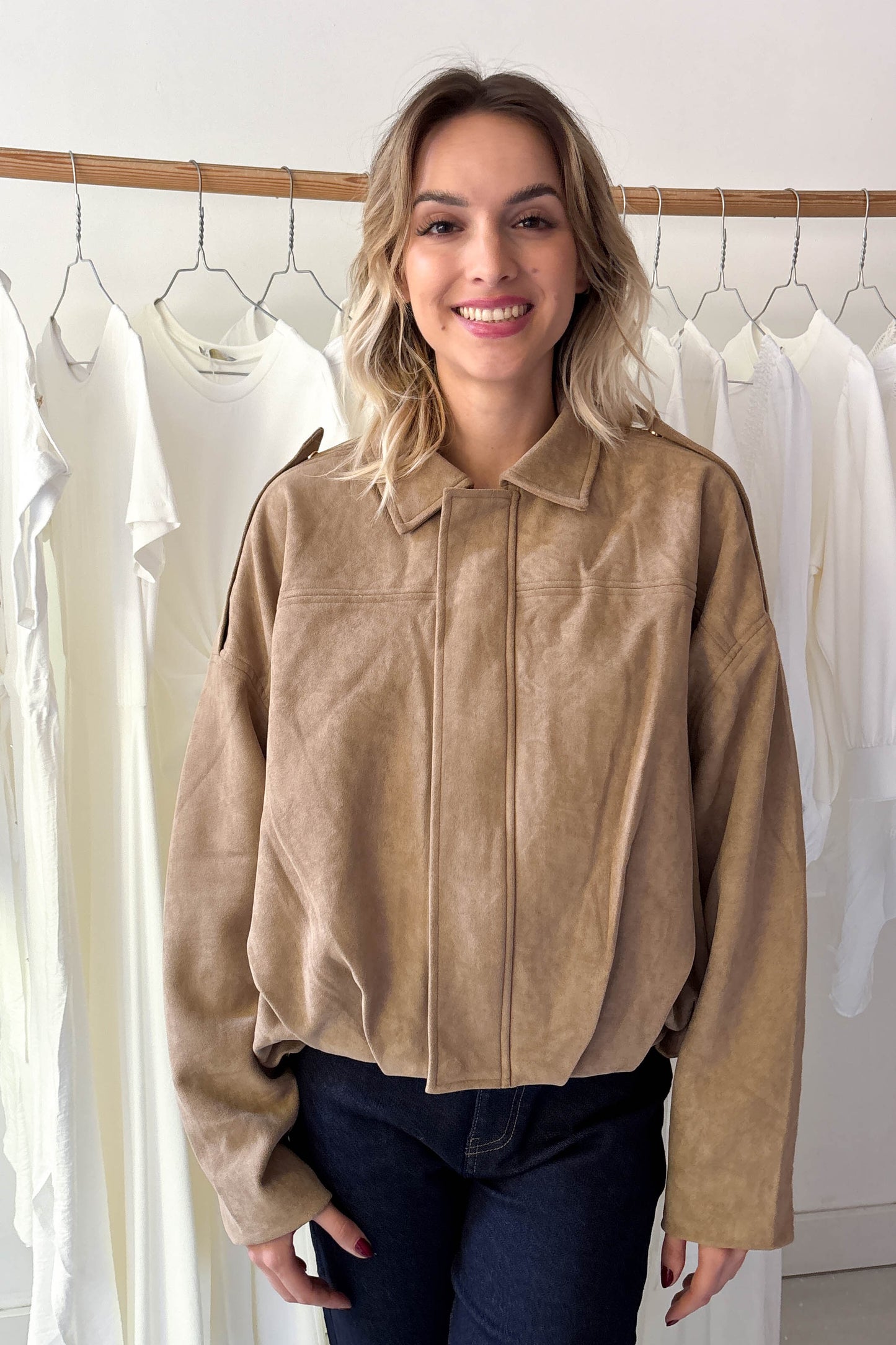 Bomber művelúr dzseki-tevebarna