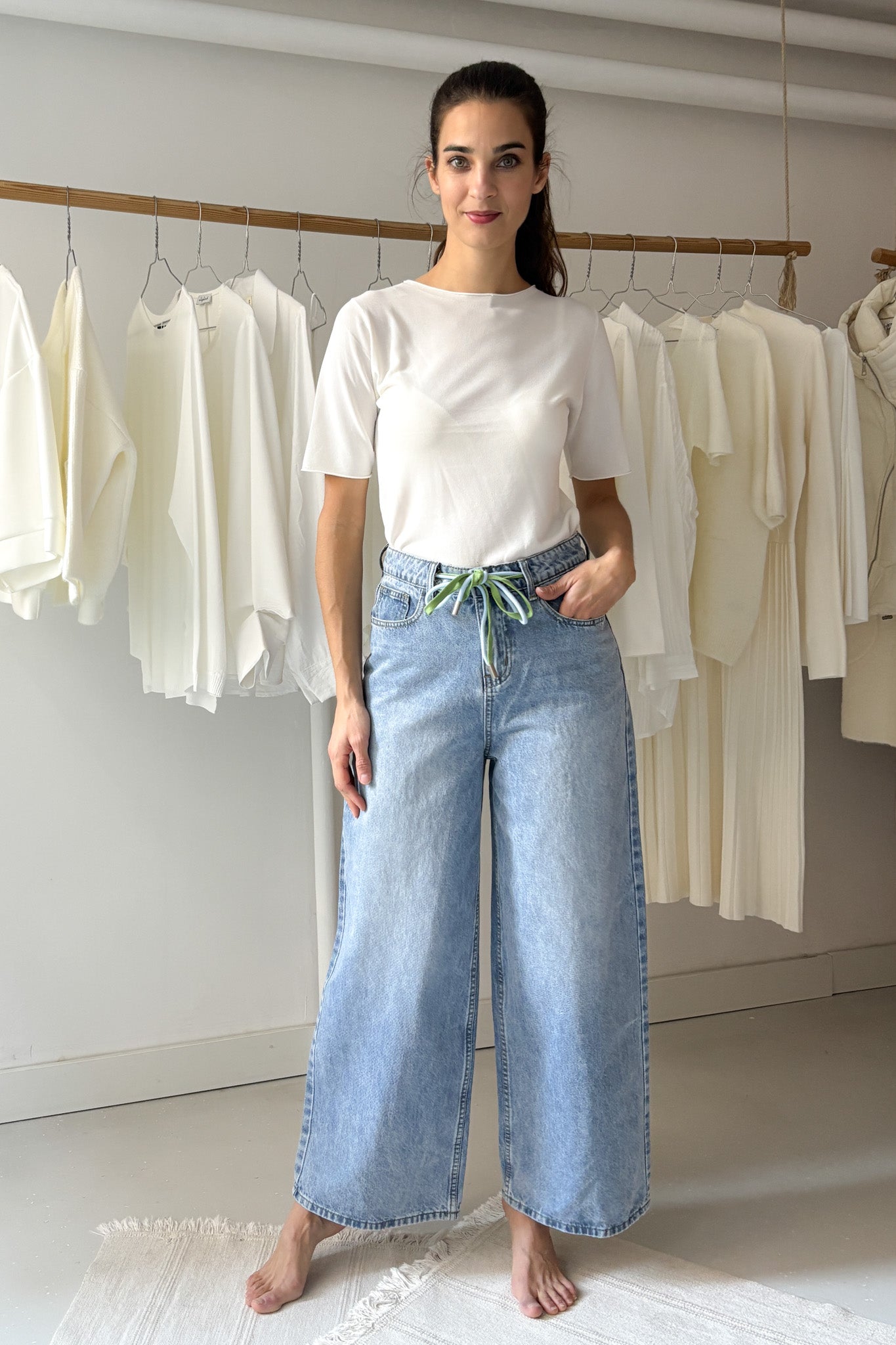 Színes kötőjű palazzo nadrág