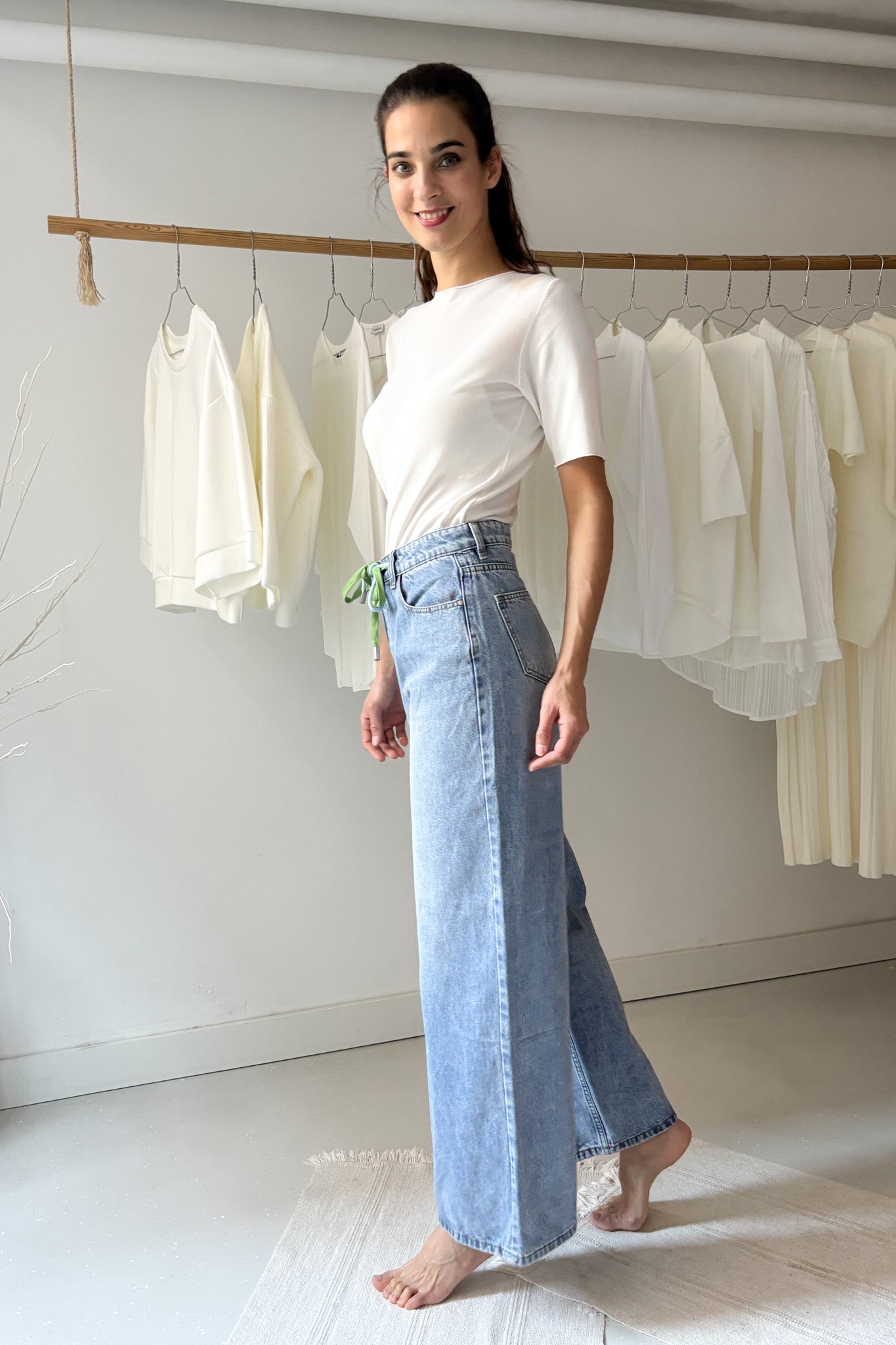 Színes kötőjű palazzo nadrág