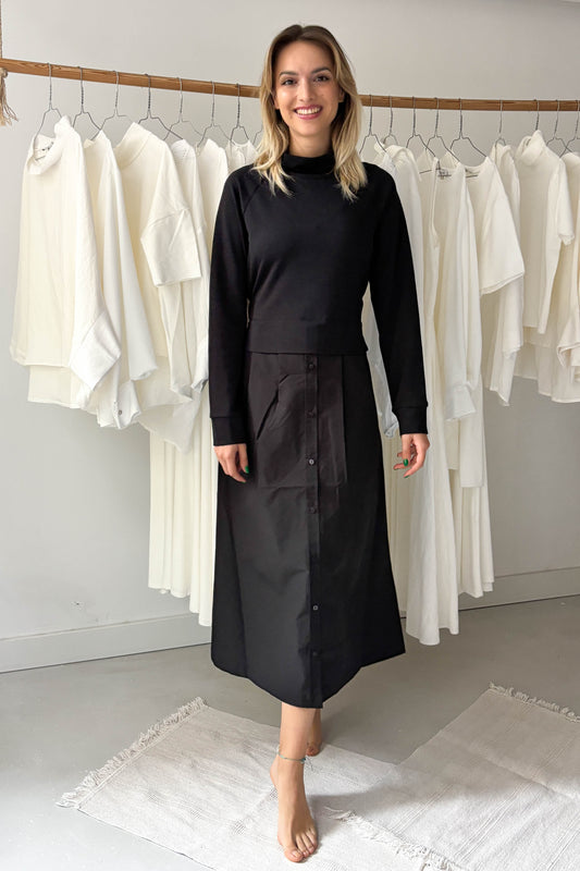 Rétegzett hatású ruha-fekete