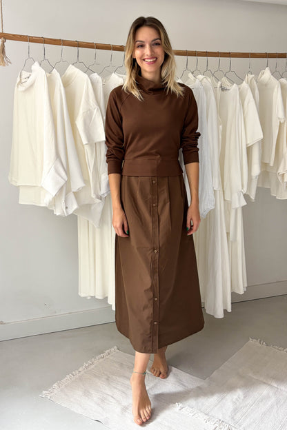 Rétegzett hatású ruha-kávébarna