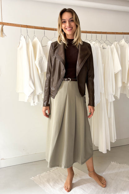 Pézsmabarna asszimetrikus bőrdzseki