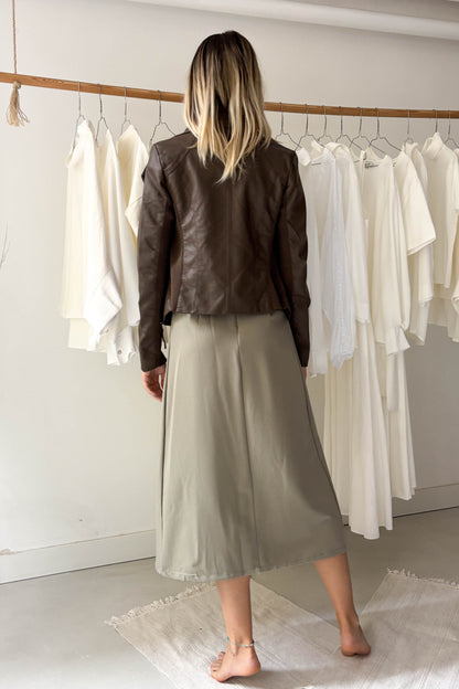 Pézsmabarna asszimetrikus bőrdzseki