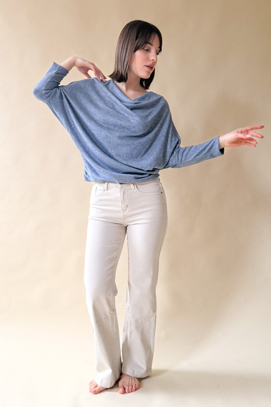 Ejtett nyakú felső - kék