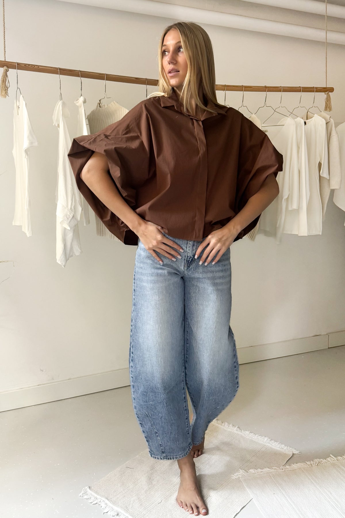 Puffos ujjú oversize ing-nugátbarna