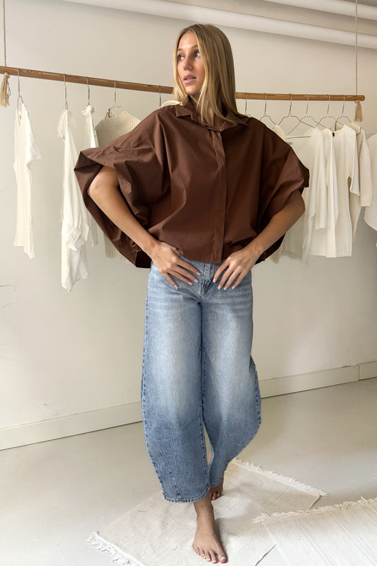Puffos ujjú oversize ing-nugátbarna