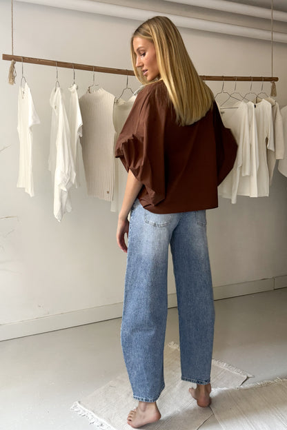 Puffos ujjú oversize ing-nugátbarna