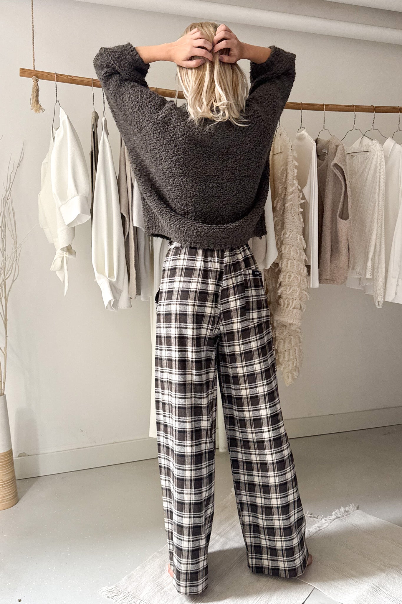 3/4-es ujjú buklé felső - barnásszürke