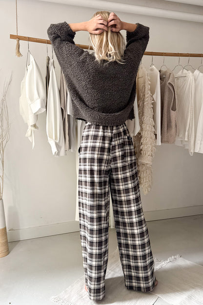 3/4-es ujjú buklé felső - barnásszürke