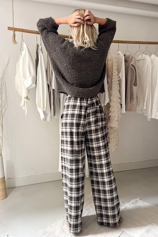 3/4-es ujjú buklé felső - barnásszürke