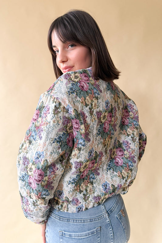 Szőtt virágmintás bomberdzseki