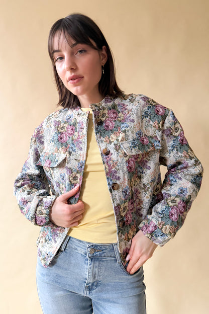 Szőtt virágmintás bomberdzseki
