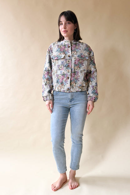 Szőtt virágmintás bomberdzseki